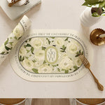 serviette table verte classique fleurs lin respectueux environnement 30x45cmversible facile nettoyer