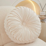 coussin rond plissé velours polyester fibre massage couleur rose gris moderne