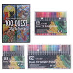 stylos bille pinceau pointe noir rose violet rouge moderne art dessin pratique set