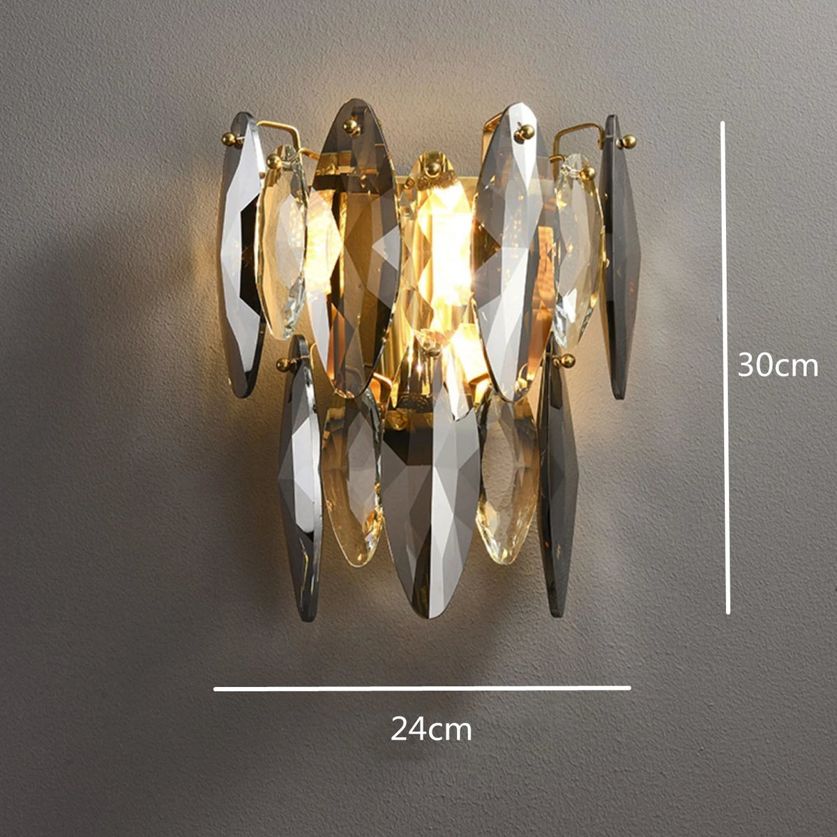 Suspension lumineuse moderne cristal transparent doré facettes géométriques ampoules LED 10 15m²