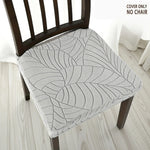 housse chaise gris clair feuilles stylisées élastique moderne protection siège polyester