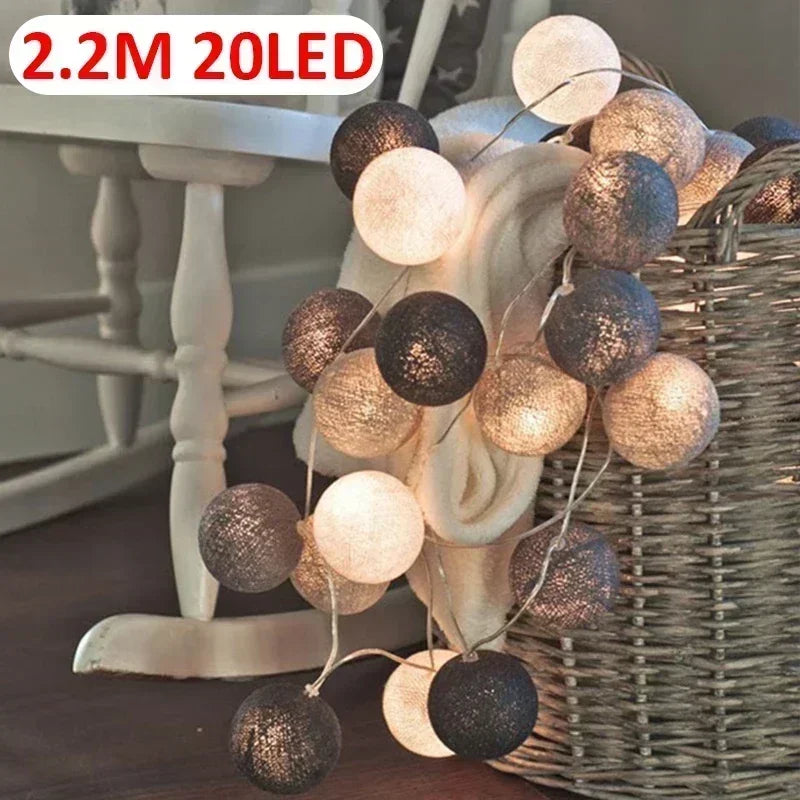 guirlande lumineuse multicolore cotonné moderne 20 led 2mètres auto batterie usb