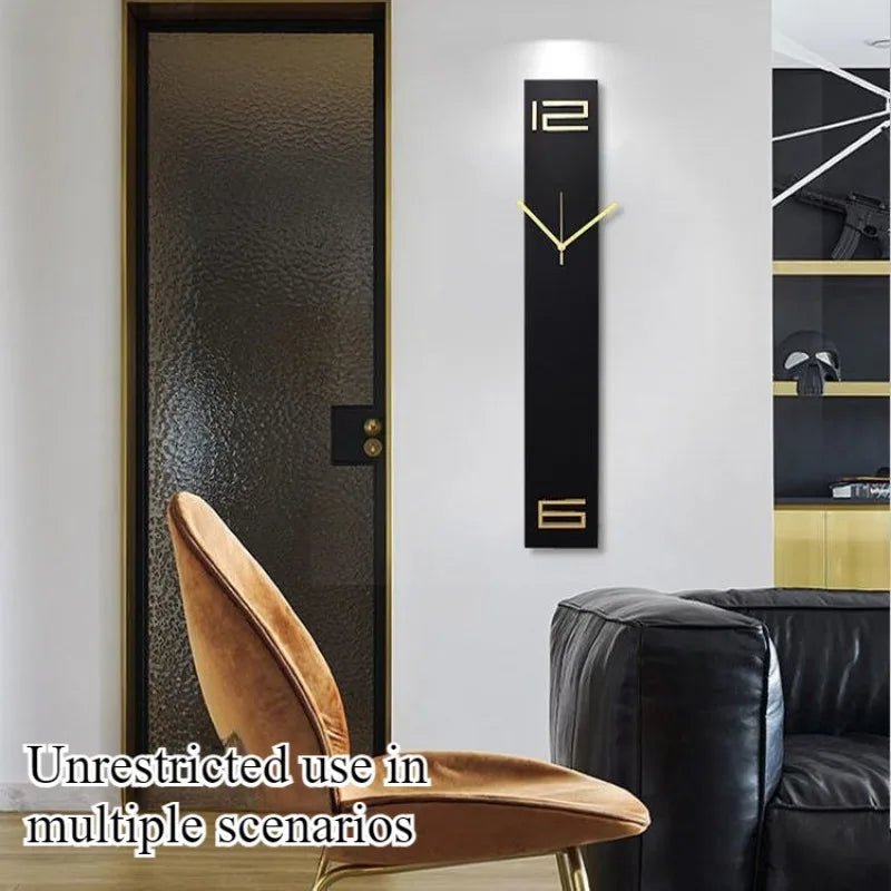horloge murale moderne minimaliste aiguille numérique résine bambou noir doré