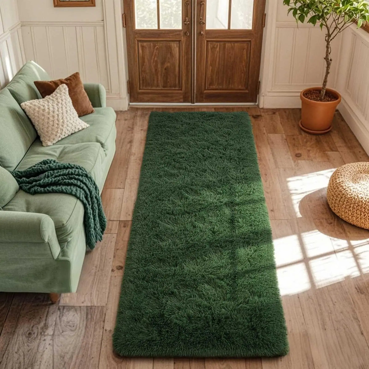 tapis moderne vert foncé doux fourré salon chambre balcon adhésif polyeste qualité spécialité moisture