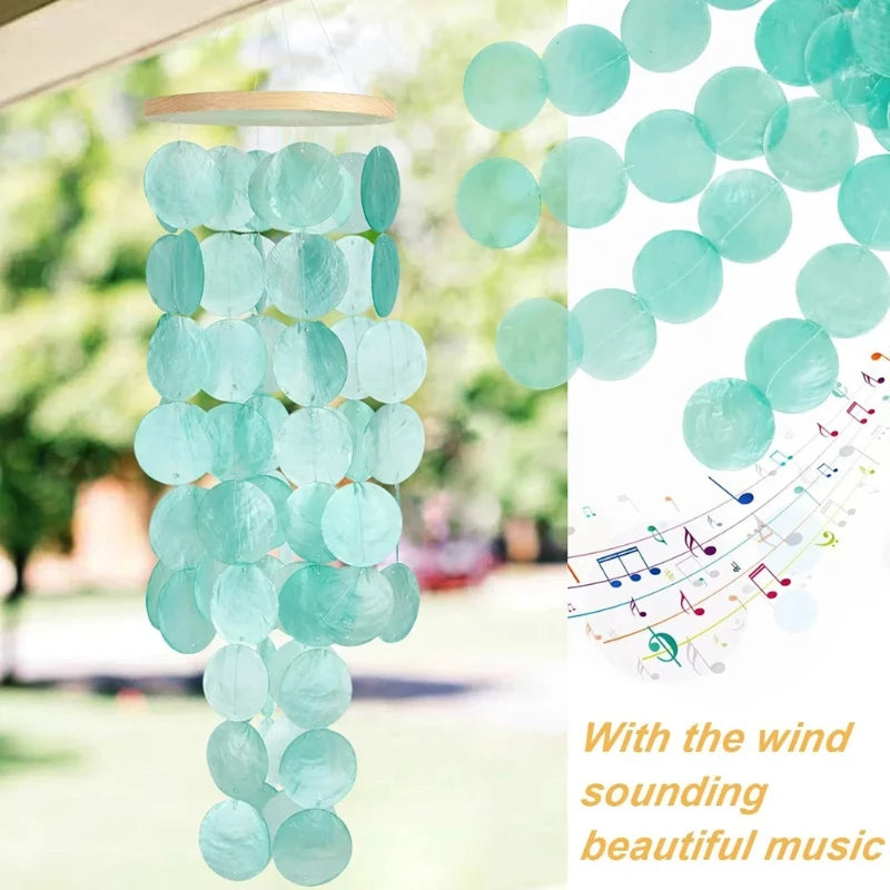 mobile musical wind chimes disques texturés turquoise vert clair zenextérieur jardin balcon