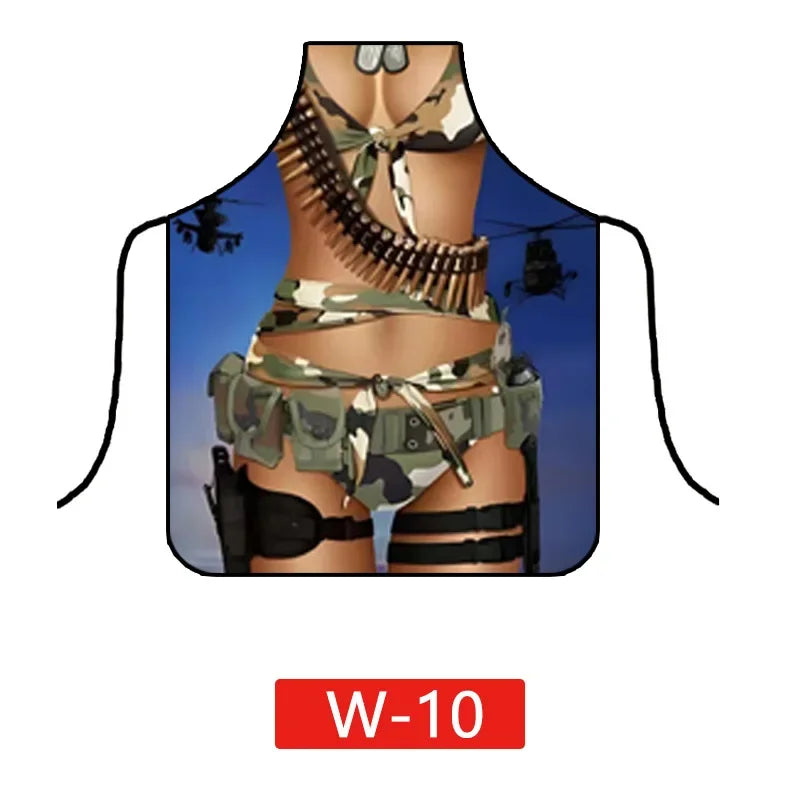 tablier moderne illustratif personne lingerie camouflage crânes papillons rouge noir blanc bleu