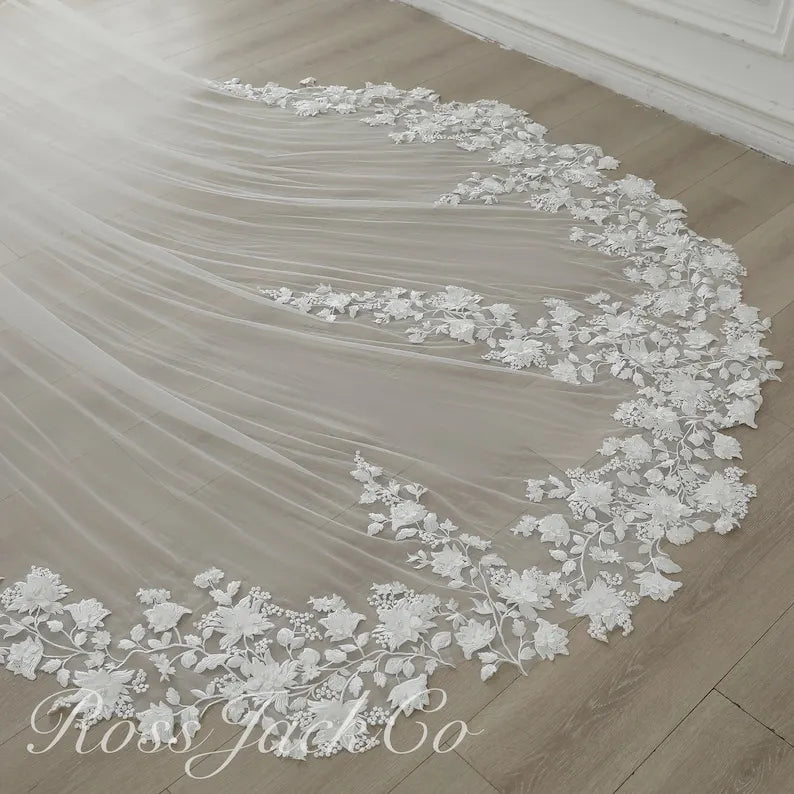 voile mariée blanc broderie florale transparente classique monocouche dentelle polyester erotique