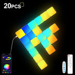 lampe led modulable multicolore pixel art télécommande adhésif contemporain minimaliste fixations inclusées