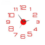 horloge murale 3D lumineuse verte rouge dorée moderne adhésive 50cm 40cm numéros blancs