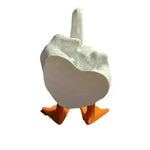 statue canard doigt levé résine blanche orange humour provocateur jardin intérieur decoration art maison