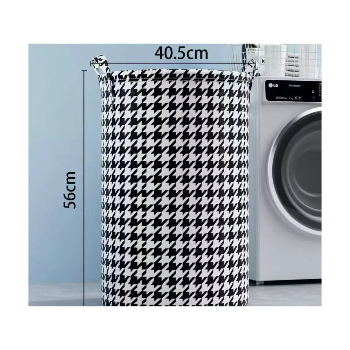 panier linge pliable houndstooth noir blanc moderne poignées chambre salon salle bain