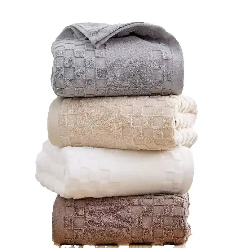 serviette bain coton absorbant rapide motif géométrique gris clair moderne 140x70cm