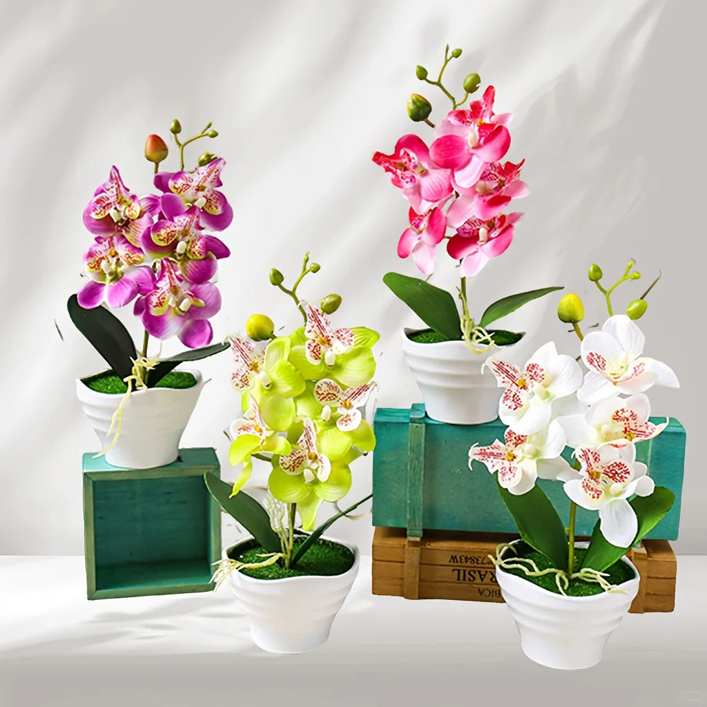 Orchidées artificielles blanches rose vert fleurs douces feuilles vertes moderne intérieur decoration