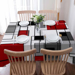 nappe table rouge noir blanche motif géométrique moderne réutilisable polyester maison festivités