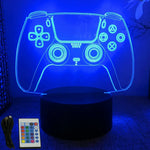 lampe led 3d manette jeu bleu vert violet jaune télécommande moderne