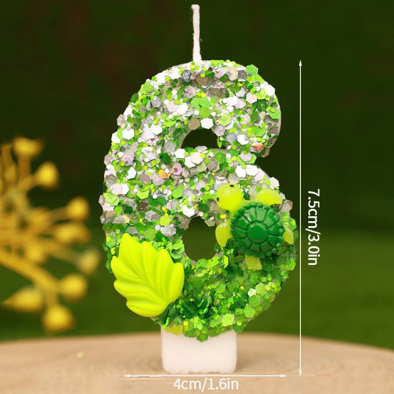 bougies numériques forme chiffres anniversaire verte blanche jaune feuilles