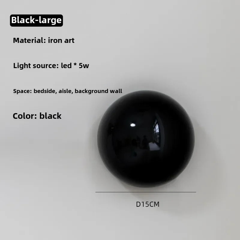 lampe led sphère lumineuse moderne minimaliste argentée dorée noire brillante opaque adhésif