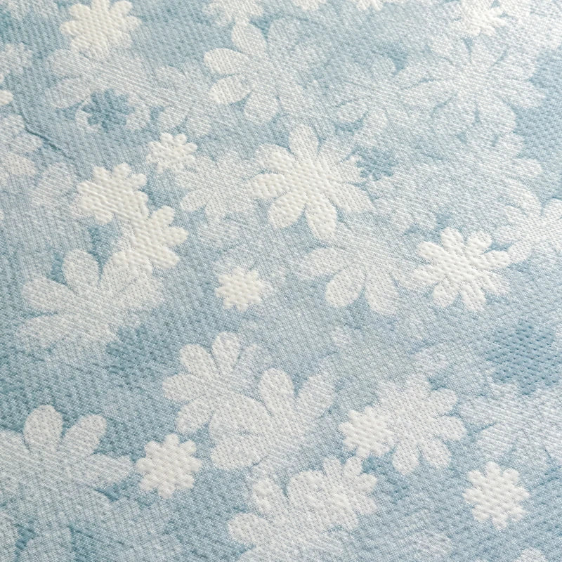taies d'oreiller jacquard bleu clair fleurs blanches respirantes été douces 48x74cm modernes