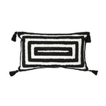 coussin décoratif moderne motif géométrique jaune gris beige texture bouclée canapé salon