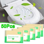 couvre siège toilette jetable blanc feuilles vertes pratique hygiénique 43cm 35.5cm 10 pieces pack