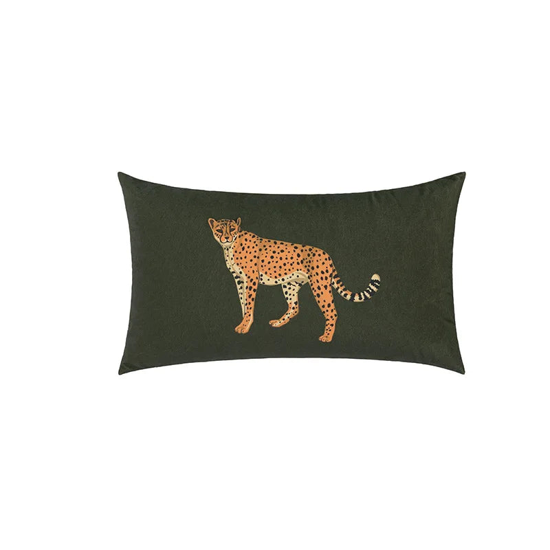 housses coussin imprimées jungle animaux vert noir moderne canapé chaise voiture décoration