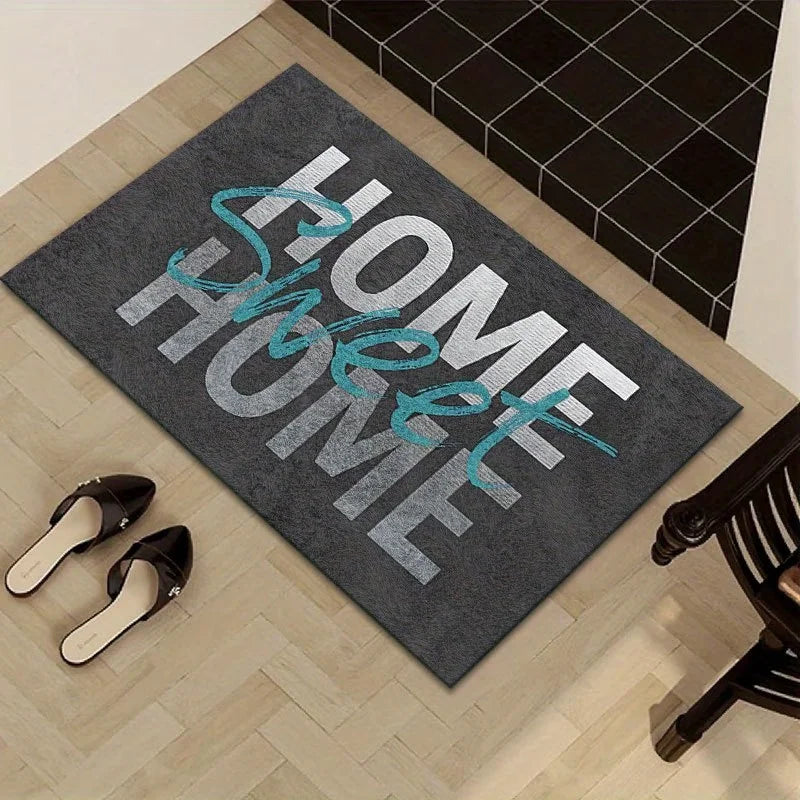 tapis d'entrée moderne gris welcome antidérapant polyester lettres blanches bordure blanche texture bois minimalisteextérieuradultes