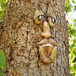 décorations murales résine yeux nez bouche barbe fantaisiste humoristique fixations écorce arbres rustic