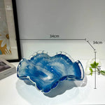 vase moderne bleu rayures horizontales artisanal transparent table décoration maison plateau fruits