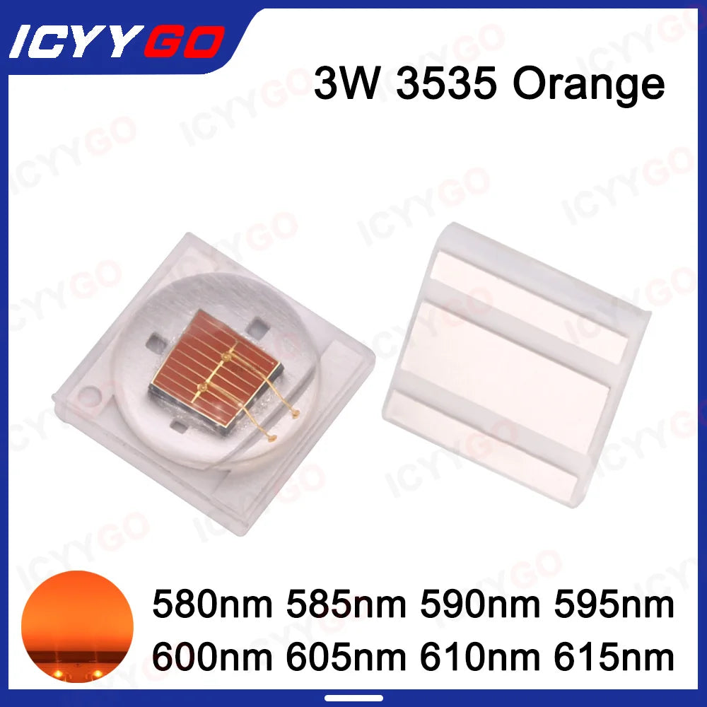 ampoules led carrées orange modernes 3w 580nm 590nm 600nm 3535 mm