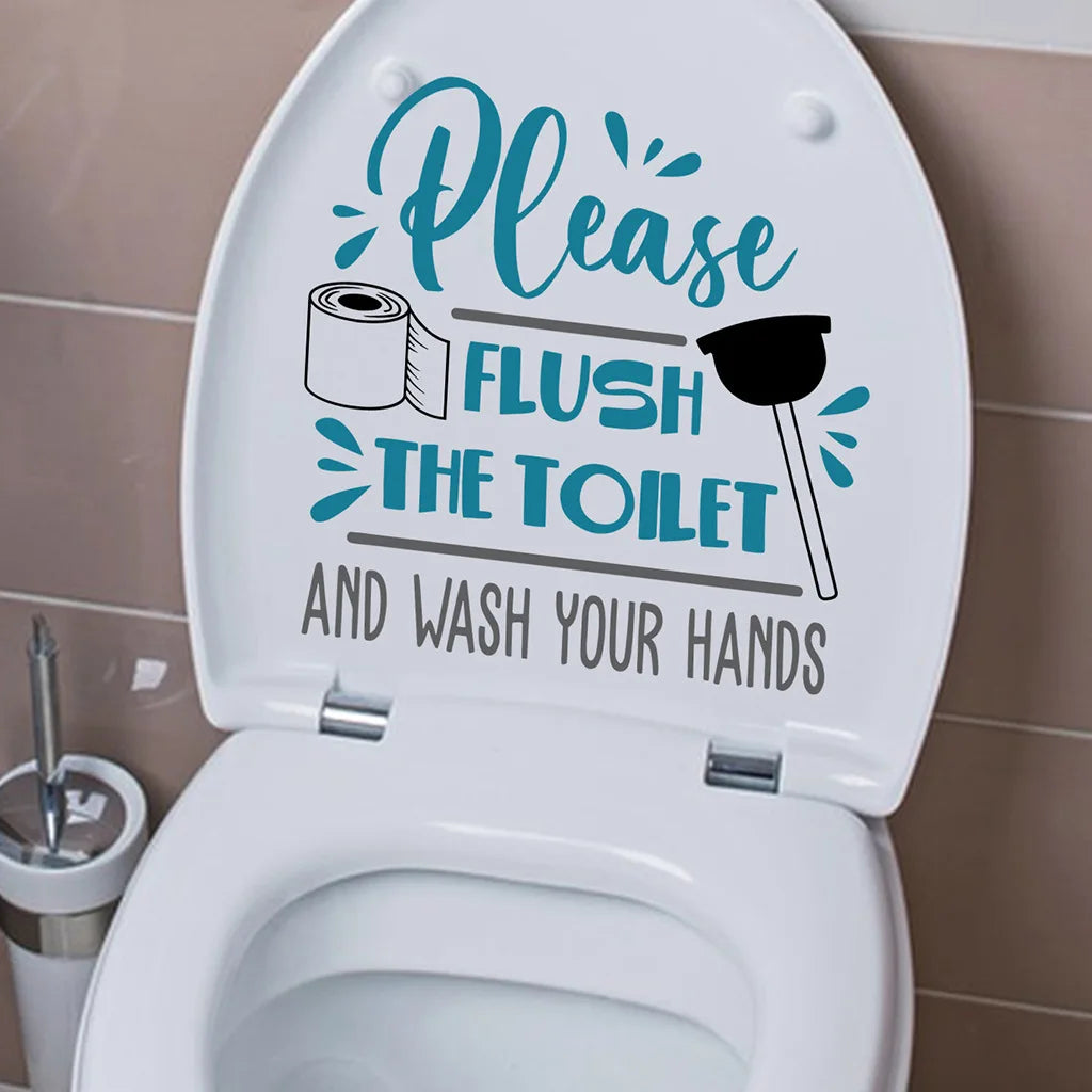 autocollants graphiques toilette blanc rouleau brosse vis décoration salle bains chambre murales amovibles