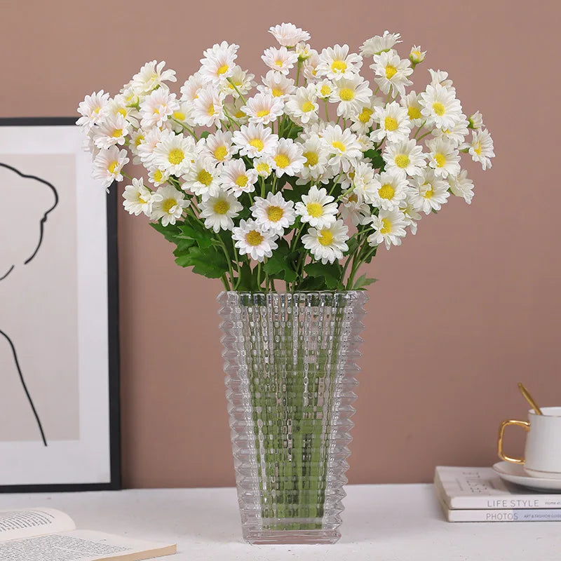 décoration intérieure bouquet artificielle fleurs soie rouge blanche ornement mariage anniversaire minimaliste