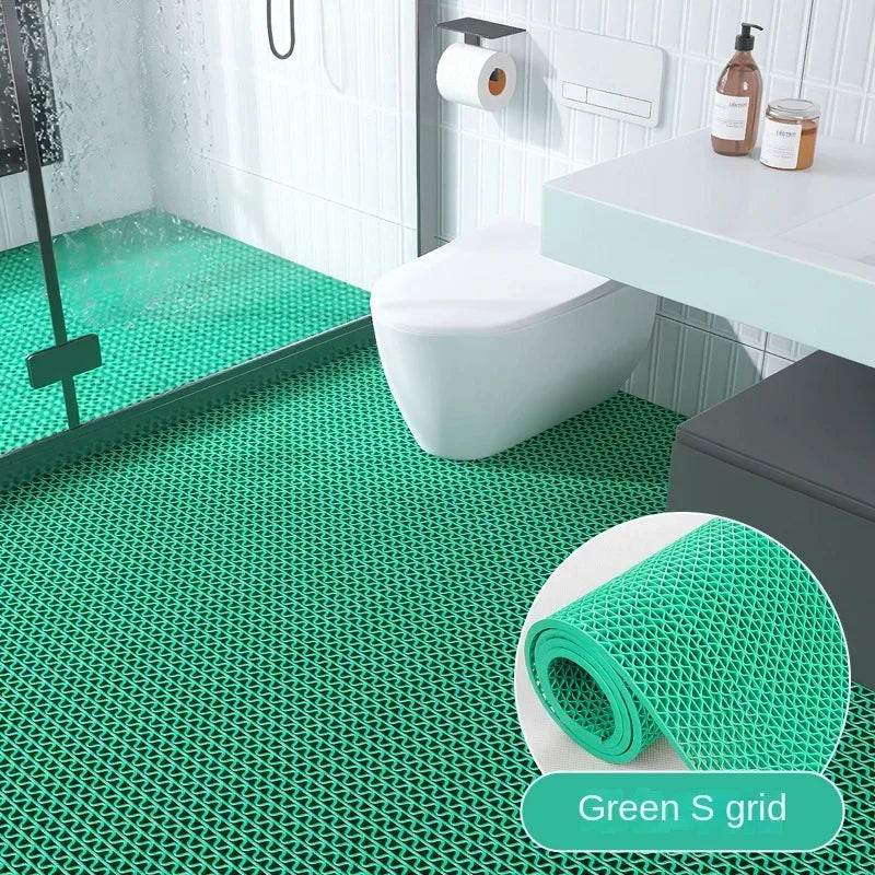 tapis sol moderne gris rouge vert maille fine pvc antidérapant salle bain douche cuisine