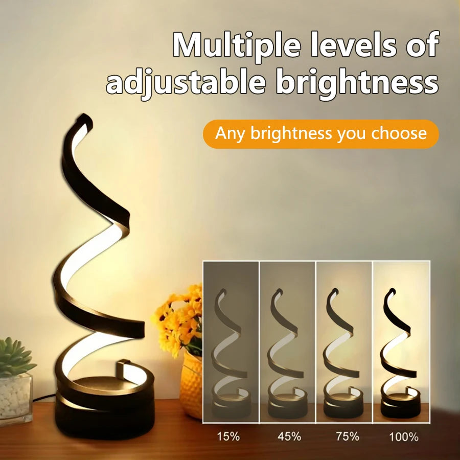 veilleuse table spirale animée compagnon noir blanc moderne led dimmable
