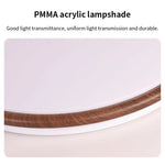 lampe moderne grain noyer acier poli télécommande variateur led