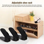 support chaussures noir moderne clips texture rugueuse rangement chaussures pliable organisateur double couche