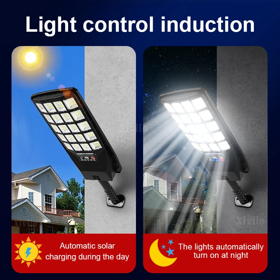 lampe solaire moderne détecteur mouvement 2000w ip67 étanche noir abs ledextérieur