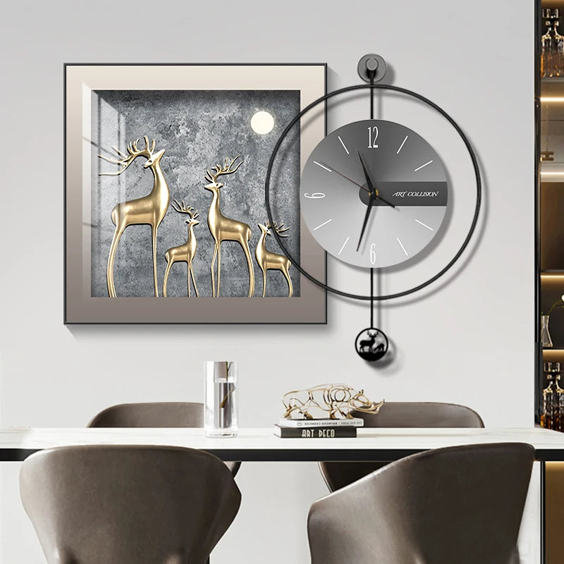 horloge murale moderne métal cadre décoratif salon maison aiguille silencieuse grande taille