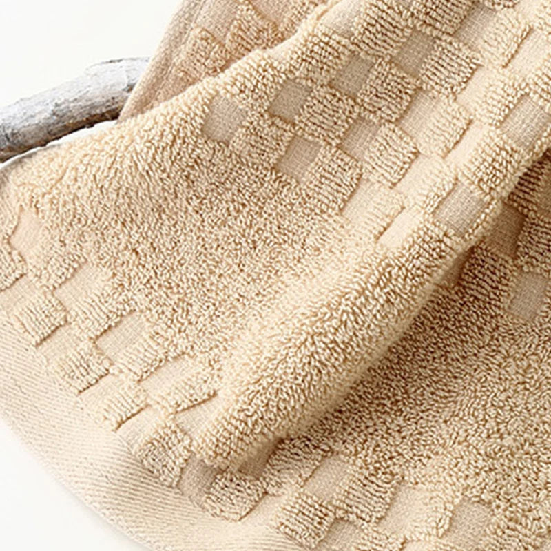 serviette bain coton absorbant séchage rapide plaid carrés beige clair classique lavable machine toile