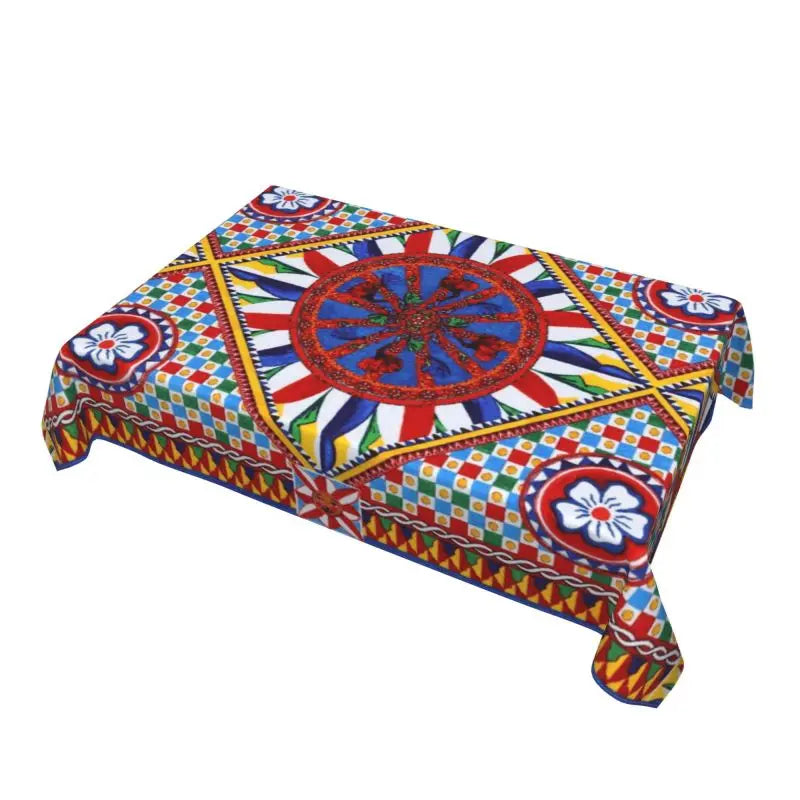 nappe multicolore ethnique motif géométrique floral polyester coton durable facile nettoyer rectangle table manger