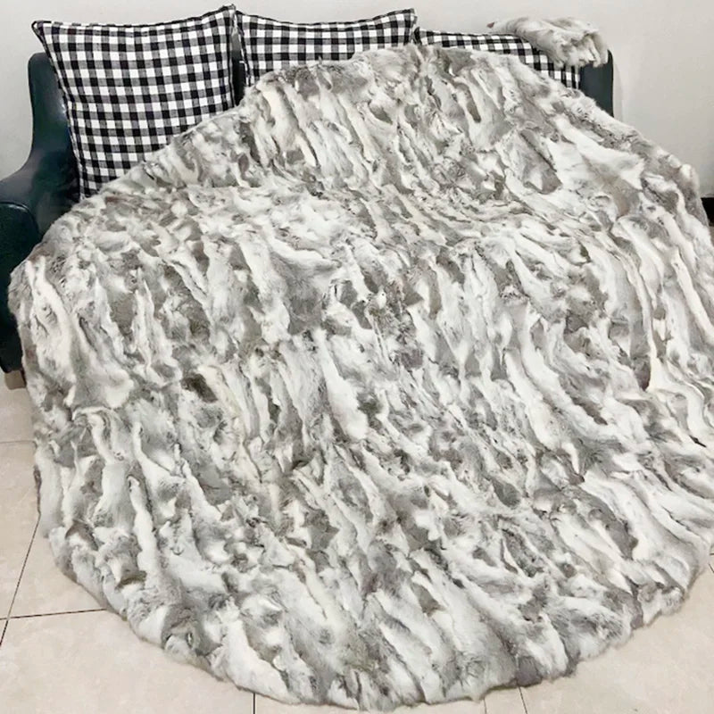 tapis fourrure lapin gris blanc moderne antidérapant prière voyage extérieur cuisine