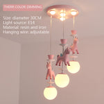 suspension lumineuse verre résine chevaux arc ciel moderne bleu rose enfant blanc contemporain