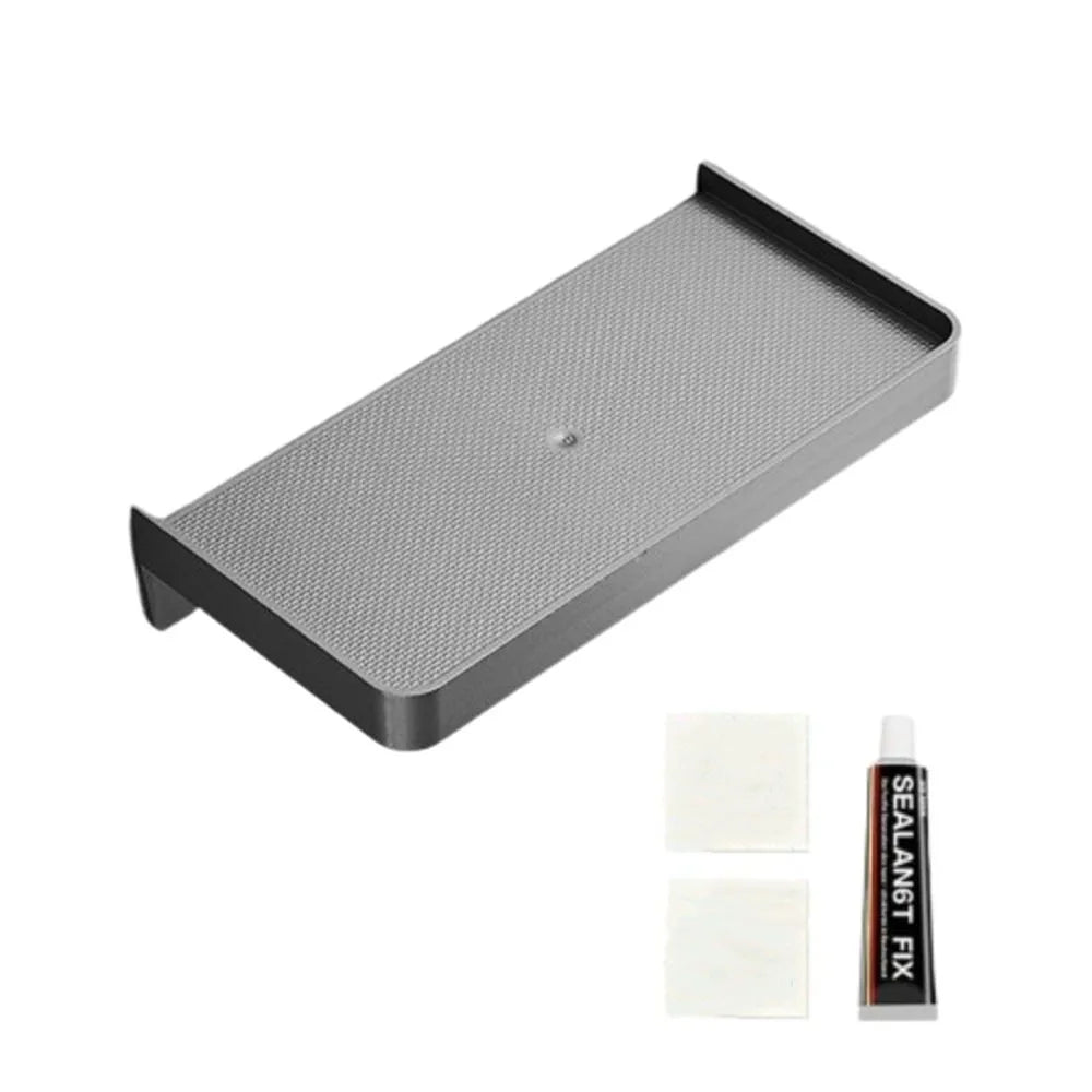 étagère murale moderne réutilisable gris blanc perforée utilisation multiple salle bain support téléphone vis