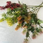 bouquet artificiel feuilles vertes fleurs jaunes rouges blanches naturel intérieur décoration maison