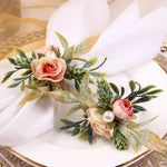 porte serviettes fleurs artificielles roses feuilles romantique multi couleur blanc vert beige