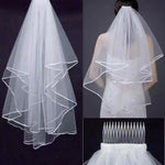 voile mariée blanc tulle fin noeuds satinés clips élégants classiques deux couches transparents