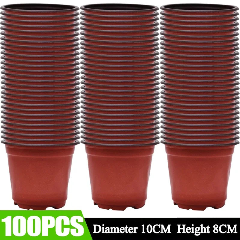 pots semis plastique rouge moderne perforés plantes pots fleurs jardinerie culture