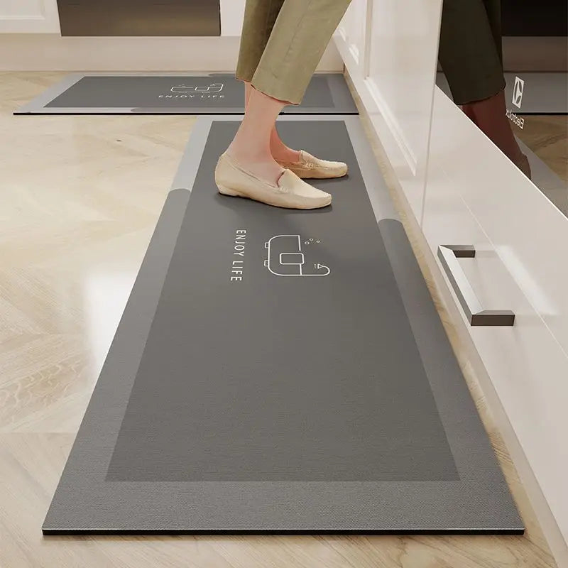 tapis sol cuisine gris moderne antidérapant absorbant eau huile facile nettoyer maison restaurant