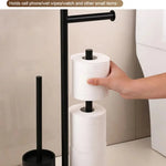 support papier toilette moderne noir blanc brosse wc plateau bois rouleaux