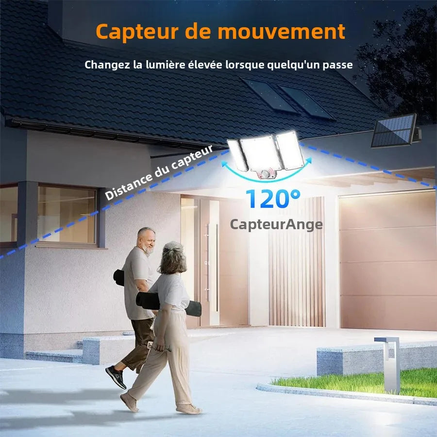 lampe solaire extérieure capteur mouvement lumière jardin éclairage patio moderne fonctionnel led noir gris