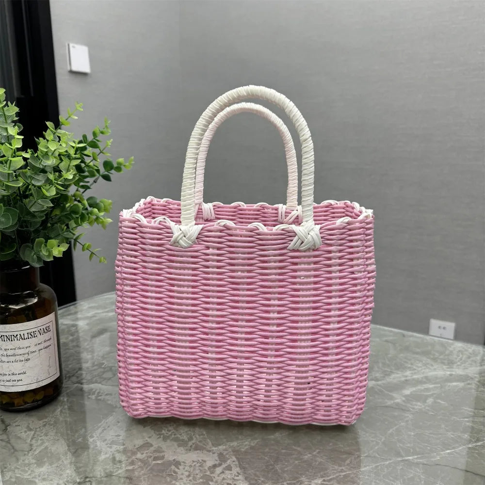 paniers rotin marron rose beige noir blanc orange tissage traditionnel moderne minimaliste poignées corde